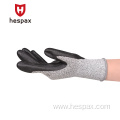 Hespax Labour Gloves Durable Nitrile Coated Anti Cut